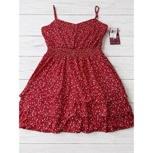 Emerald Sundae Red White Polka Dot Tiered Ruffle Smocked Dress Cottagecore XL